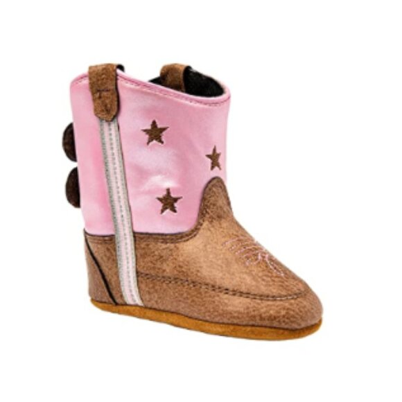 Baby Girls Western Cowboy Boots in Pink Stars - Picture 2 of 4